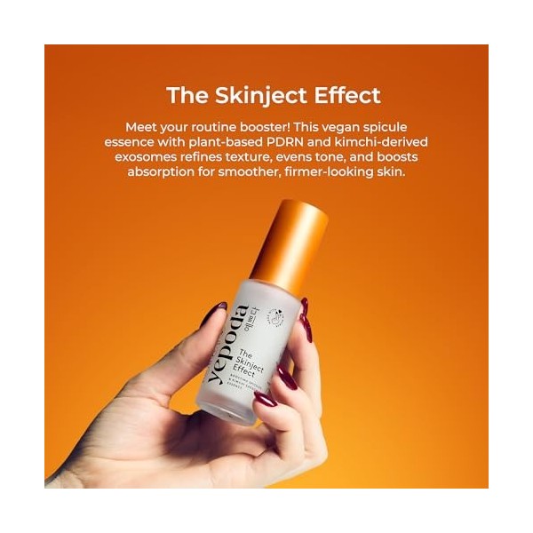 Yepoda The Skinject Effect - Essence épicée boosting de la peau avec PDRN végétalien - Raffine la texture de la peau et améli