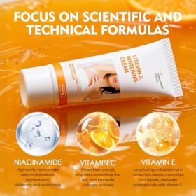 CrèMe éClaircissante Corps,Vitamine C,Whitening Cream Hydratante Anti-Taches,Aide à Unifier Le Teint,Pour Aisselles,Cou,Coude