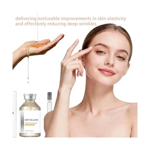 Silk Peptide Intensive Lifting Ampoule with Deep Collagen, Korean Anti Aging Face Serum for Firming, Tightening & Hydrating, ...