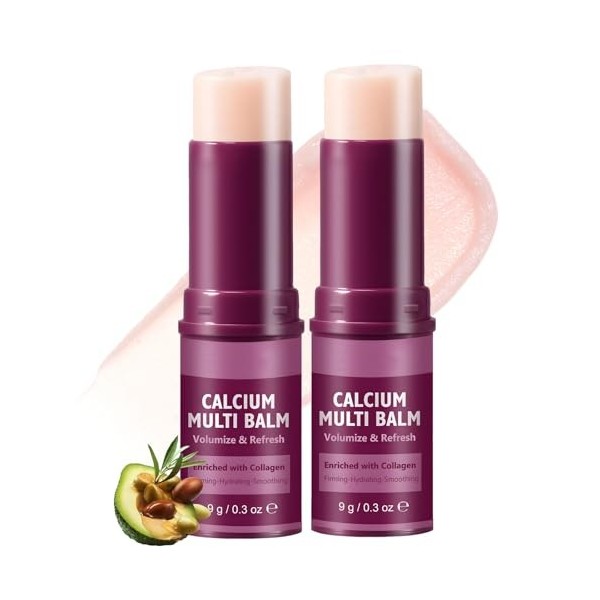 2pcs Calcium Volume Multi Balm Stick Collagene Coreen Stick Anti Rides Coréen Elle Combine Des Propriétés Hydratantes Rafferm