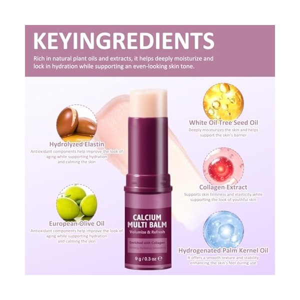 2pcs Calcium Volume Multi Balm Stick Collagene Coreen Stick Anti Rides Coréen Elle Combine Des Propriétés Hydratantes Rafferm