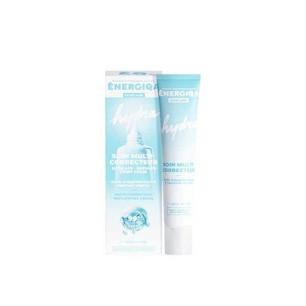 Energiqa Soin Visage by ENERGIE FRUIT – Crème Hydratante Repulpante Visage – Multi-Correcteur Hydratation 12h – Acide Polyglu