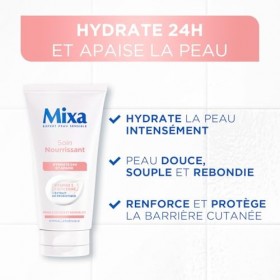 MIXA - Soin Visage Nourrissant & Éclat - Hydratation 24H & Anti-Tiraillements - Vitamine E + Extraits de Probiotiques - Peaux