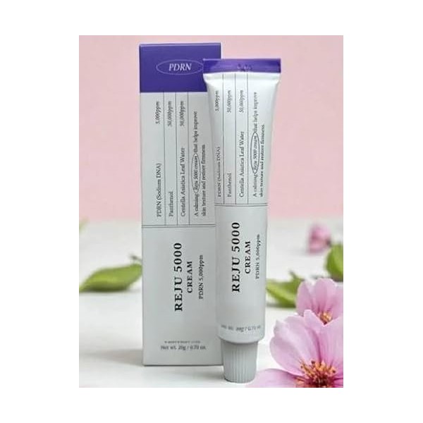 PDRN REJU 5000 Cream, Crème Légère pour Soulagement Intensif, 5000ppm PDRN, Panthénol, Centella Asiatica, Acide Hyaluronique 