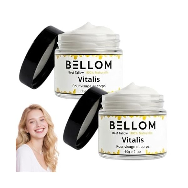 Beef Tallow Vitalis Bellom, 2026 Nouveaux beef tallow Crème vitalis, Crème Hydratante 100% Naturelle au Beurre et au Miel Bio...