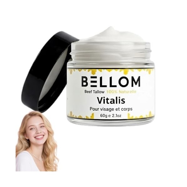 Beef Tallow Vitalis Bellom, 2026 Nouveaux beef tallow Crème vitalis, Crème Hydratante 100% Naturelle au Beurre et au Miel Bio...