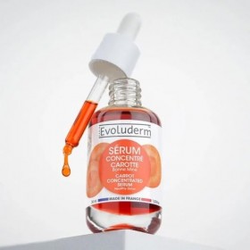 EVOLUDERM - Sérum Concentré Bonne Mine Carotte - 99% dIngrédients dOrigine Naturelle - Végan - Fabrication Française - Lot 