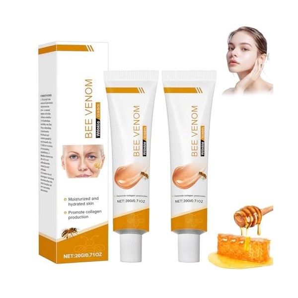 Crème Anti-Rides au Venin d’Abeille,Soin Visage et Cou,Anti-Âge Visage Contre les Rides et Peau Sèche,L Crème Jour et Nuit