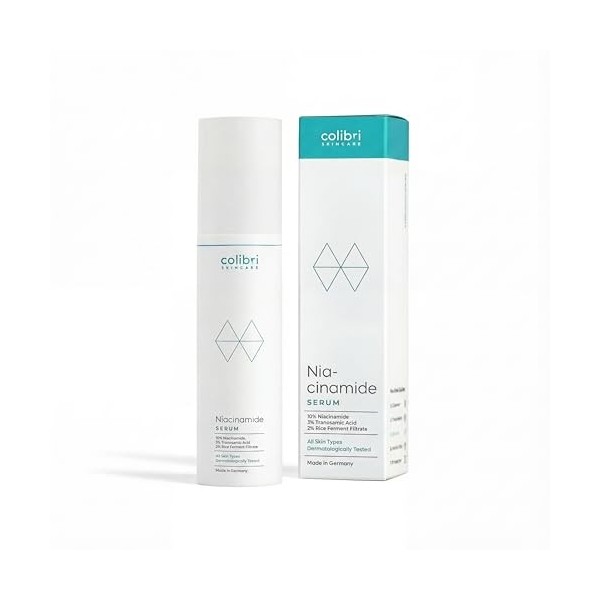 colibri skincare Sérum à 10 % de niacinamide 50 ml - Sérum raffermissant les pores pour les peaux impures, équilibre les roug
