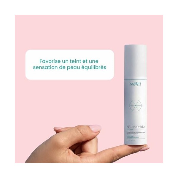 colibri skincare Sérum à 10 % de niacinamide 50 ml - Sérum raffermissant les pores pour les peaux impures, équilibre les roug