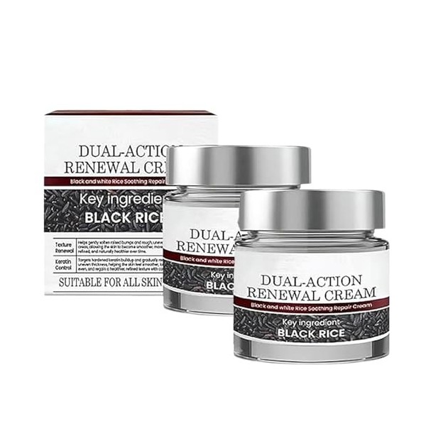 Keraerase Dual-Action Renewal Cream,Skin Treatment Cream,Black and White Rice Soothing Repair Creams,Natural Body Serum,Effec...