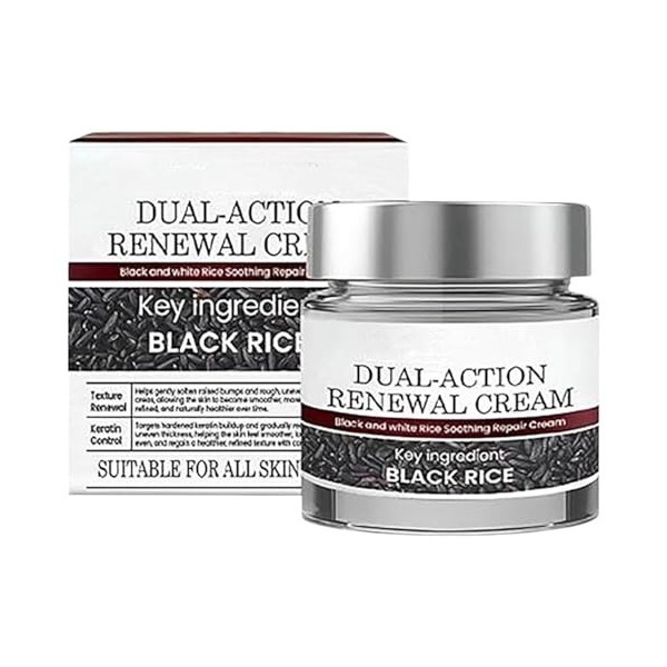 Keraerase Dual-Action Renewal Cream,Skin Treatment Cream,Black and White Rice Soothing Repair Creams,Natural Body Serum,Effec