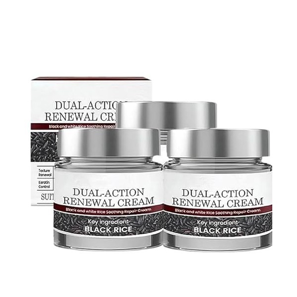 Keraerase Dual-Action Renewal Cream,Skin Treatment Cream,Black and White Rice Soothing Repair Creams,Natural Body Serum,Effec...