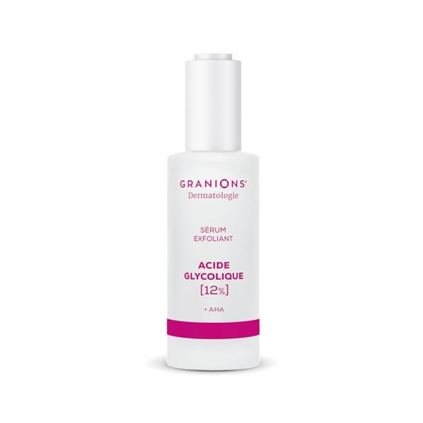 GRANIONS SERUM ACIDE GLYCOLIQUE 12% EXFOLIANT + AHA – Peeling Serum Visage Exfoliation Intense & Teint Éclatant – Skincare Be