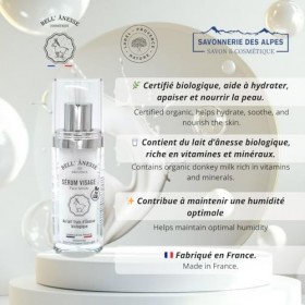 Bell Ânesse Provence Sérum Visage au Lait d’Ânesse Bio – Soin Hydratant & Régénérant – Peaux Sèches et Sensibles – Lot de 1