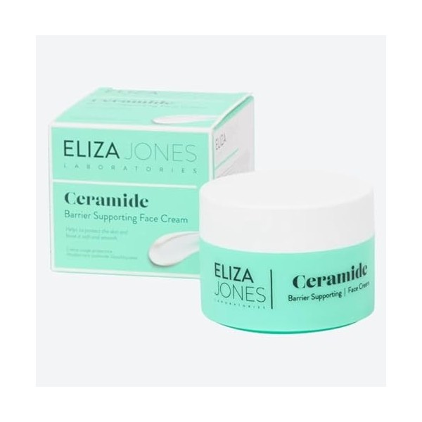 Eliza Jones Ceramide Face Cream 50ml – Crème Visage Hydratante Barrière – Peaux Sèches & Sensibles – Vegan – Testée Dermatolo