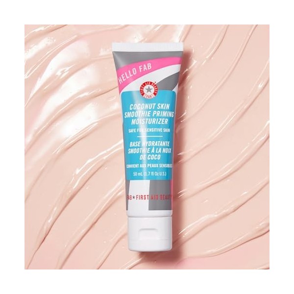 First Aid Beauty Hello FAB Coconut Skin Smoothie Priming Moisturiser, 2-in-1 Moisturizer and Makeup Primer – 50 mL Crème Jour...