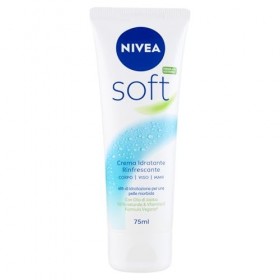 Nivea Soft Feuchtigkeitscreme, Erfrischend, Multifunktional, Körper, Gesicht, Haende, 75 ml