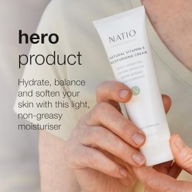 Natio Australia Aromathérapie Naturelle Vitamine E Crème Hydratante - Hydratante Non Grasse pour le Visage - Crème Hydratante