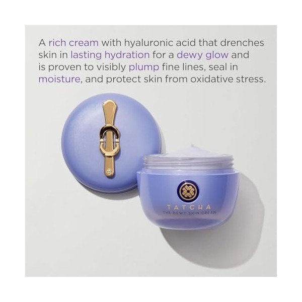 TATCHA The Dewy Skin Cream | Rich Face Cream to Hydrate, Plump and Protect Dry and Combo Skin, 50 ml | 1.7 oz Crème Jour et Nuit