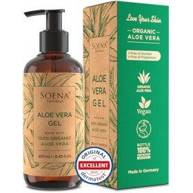 Soena Naturals Gel daloe vera bio – Végétalien | Avec jus de feuilles pur | 100% naturel et pur | Crème hydratante pour le v
