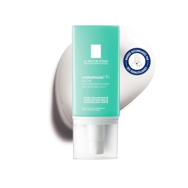 La Roche-Posay, Hydraphase HA, Crème Riche Hydratante, Repulpe & Donne de lÉclat, Enrichi en Acide Hyaluronique dOrigine Na C...