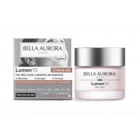 Bella Aurora Lumen10 Crème anti-taches anti-âge avec SPF 20, UVA/UVB/IR/HEV, niacinamide, peptides et acide hyaluronique, hyd