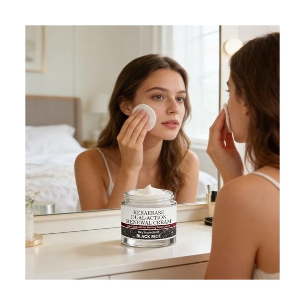 Crème Réparatrice Barrière Visage | 50 g de riz noir hydratant apaisant, crème réparatrice pour la peau – pour le matin, la n
