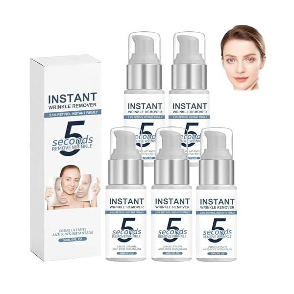 5 secondes - Crème raffermissante instantanée pour le visage - Élimine les rides - Crème anti-âge pour les peaux matures et f...