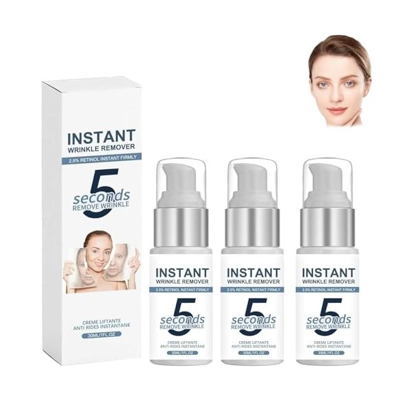 5 secondes - Crème raffermissante instantanée pour le visage - Élimine les rides - Crème anti-âge pour les peaux matures et f...
