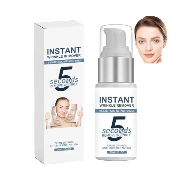 5 secondes - Crème raffermissante instantanée pour le visage - Élimine les rides - Crème anti-âge pour les peaux matures et f...