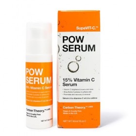 Carbon Theory Sérum visage POW à 15 % de vitamine C pour peaux fatiguées et ternes, cible lhyperpigmentation, exfolie en dou