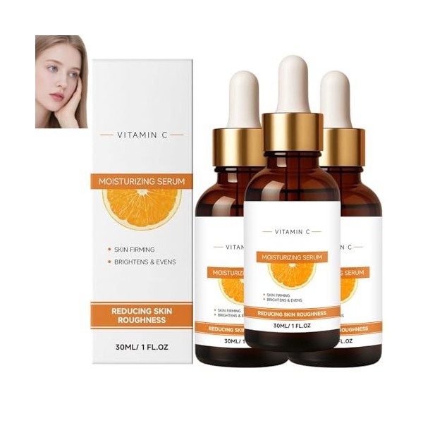 Sérum à la vitamine C pour le visage, sérum éclaircissant et anti-âge, teint irrégulier et terne, atténue les taches brunes, ...