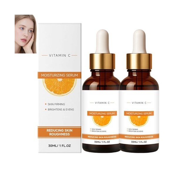 Sérum à la vitamine C pour le visage, sérum éclaircissant et anti-âge, teint irrégulier et terne, atténue les taches brunes, ...