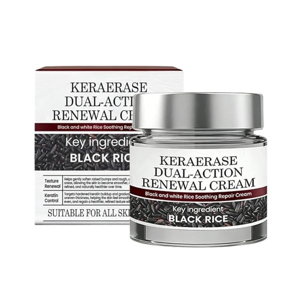 Crème Régénératrice Double Action, Avec Acide Salicylique, 50 G, Crème Réparatrice Apaisante Au Riz Noir Et Blanc, Hydratant 