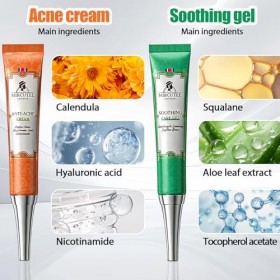 2 Tubes CrèMe Visage Anti-Acné 20g, Creme Matifiante Visage RéDuit LHuile, Hydratante CrèMe Anti-Acné, Grasses Et à Tendance