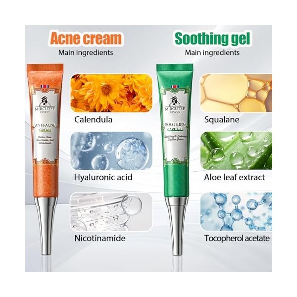 2 Tubes CrèMe Visage Anti-Acné 20g, Creme Matifiante Visage RéDuit LHuile, Hydratante CrèMe Anti-Acné, Grasses Et à Tendance