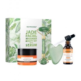 Neutriherbs Set Visage en Jade & Crème à la Vitamine C – Pour les peaux exigeantes, raffermit, lisse et illumine la peau