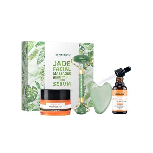 Neutriherbs Set Visage en Jade & Crème à la Vitamine C – Pour les peaux exigeantes, raffermit, lisse et illumine la peau