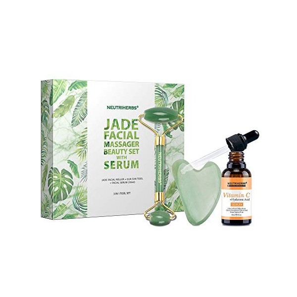 Neutriherbs Set Visage en Jade & Crème à la Vitamine C – Pour les peaux exigeantes, raffermit, lisse et illumine la peau