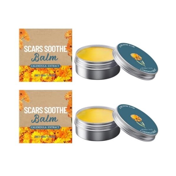 Baume Apaisant au Calendula Naturel - 50 g, Soin Doux Anti-Acné, Apaise les Peaux Irritées, Atténue les Rougeurs, Hydrate et 