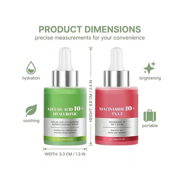 RGKY 2 Pièce Hyaluronic Acid Capsule 10+ Serum, Hydratant + illuminateur,Sérum Visage Radieux, Acide Hyaluronique, Effet Repu