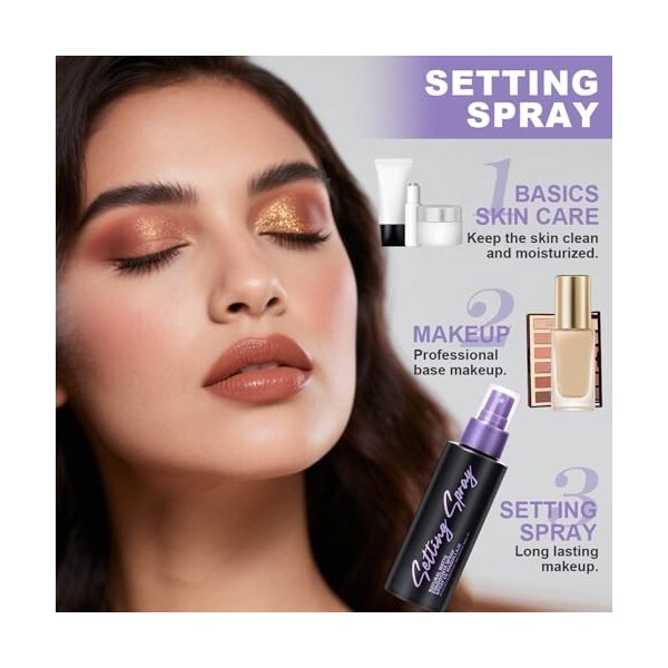 Spray fixateur de maquillage, fixateur de maquillage et rafraîchissant entre les heures, spray pour hydrater et soigner la pe