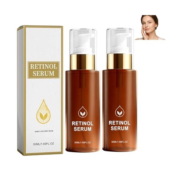 Sérum au rétinol pour le visage, sérum anti-âge pour peaux matures, hydrate intensément, lifte et raffermit jour et nuit, réd...
