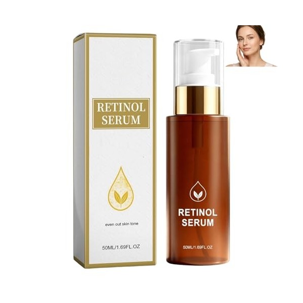 Sérum au rétinol pour le visage, sérum anti-âge pour peaux matures, hydrate intensément, lifte et raffermit jour et nuit, réd...