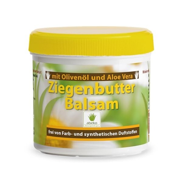 abeko Baume au beurre de chèvre - 200 ml - Baume doux pour le visage faible en gras - Pour le soin des peaux jeunes et sensib