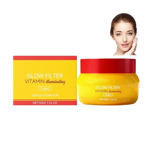 Lot de 5 crèmes pour le visage à filtre Vitamine Glow - Crème hydratante éclaircissante pour une peau éclatante - Crème hydra...