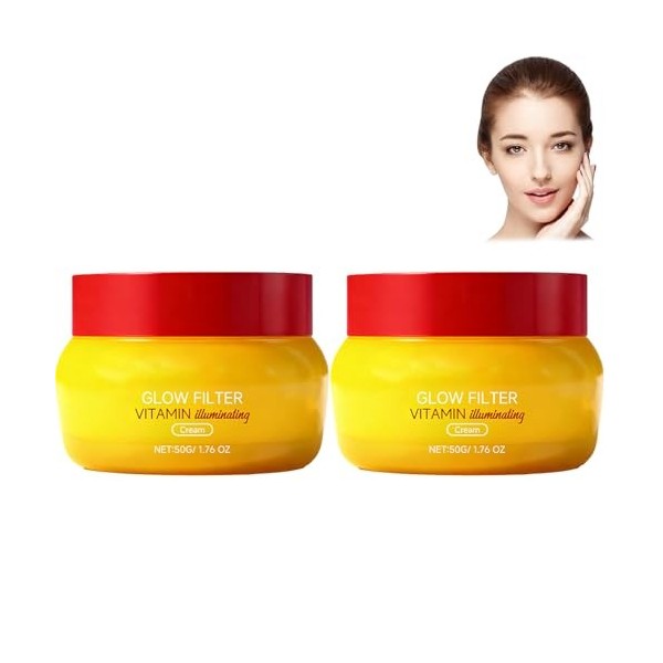 Lot de 5 crèmes pour le visage à filtre Vitamine Glow - Crème hydratante éclaircissante pour une peau éclatante - Crème hydra...