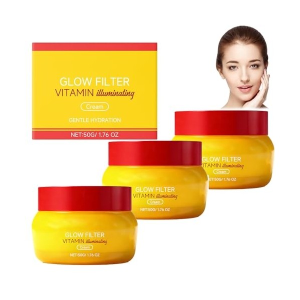 Lot de 5 crèmes pour le visage à filtre Vitamine Glow - Crème hydratante éclaircissante pour une peau éclatante - Crème hydra...
