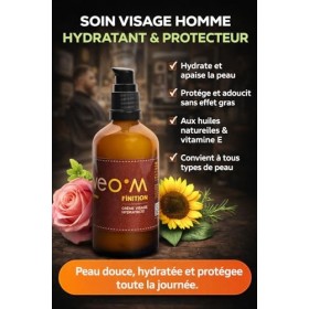 Crème Hydratante Visage Sweo.M Homme – Soin Hydratant Vegan aux Huiles Naturelles – Peaux Sensibles & Normales – Hydrate, Pro